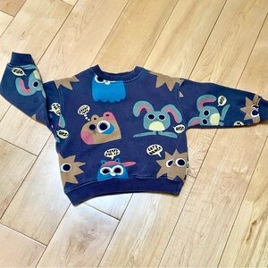 Zara wacky cartoony Navy Blue Graphic toddler Sweatshirt 2-3Y / 2-3T